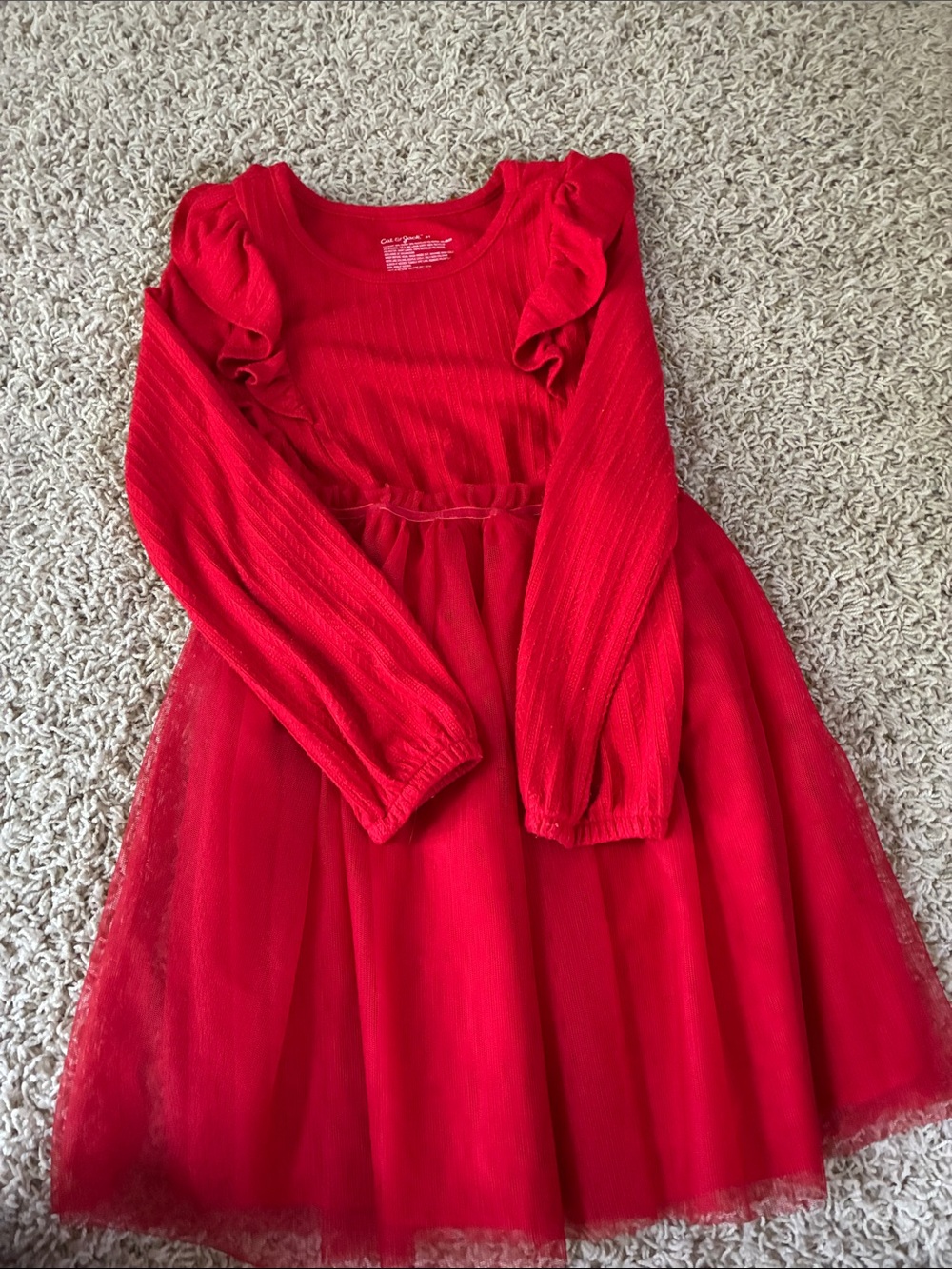 Cat & Jack Red Long-Sleeve Tulle Dress